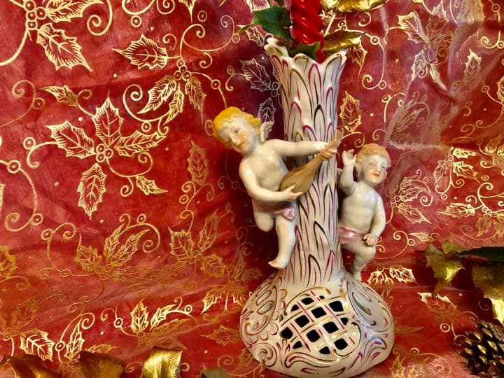 ☆Ｘ'mas ヘレンド★エンジェル天使のキャンドルスタンド★透かしオープンワーク