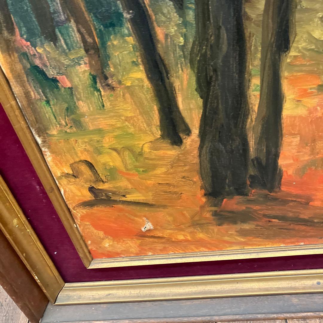 昭和レトロ 秋 紅葉 奥入瀬 雑木林 風景画 油絵 油彩画 アート 絵画