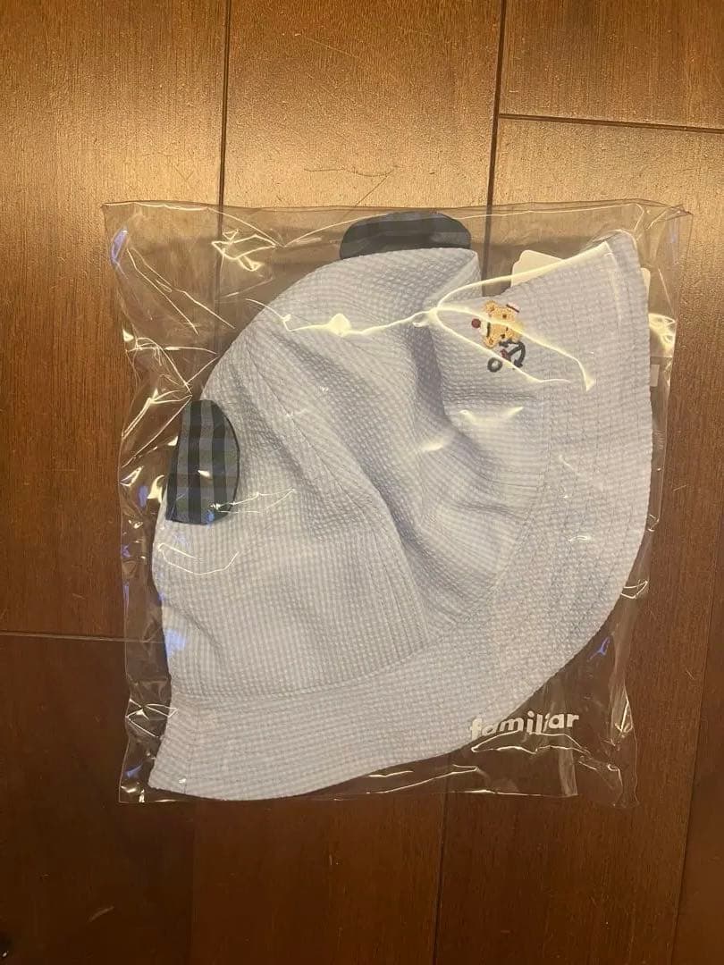 familiar クマ耳付き帽子 水色・白　【新品未使用】