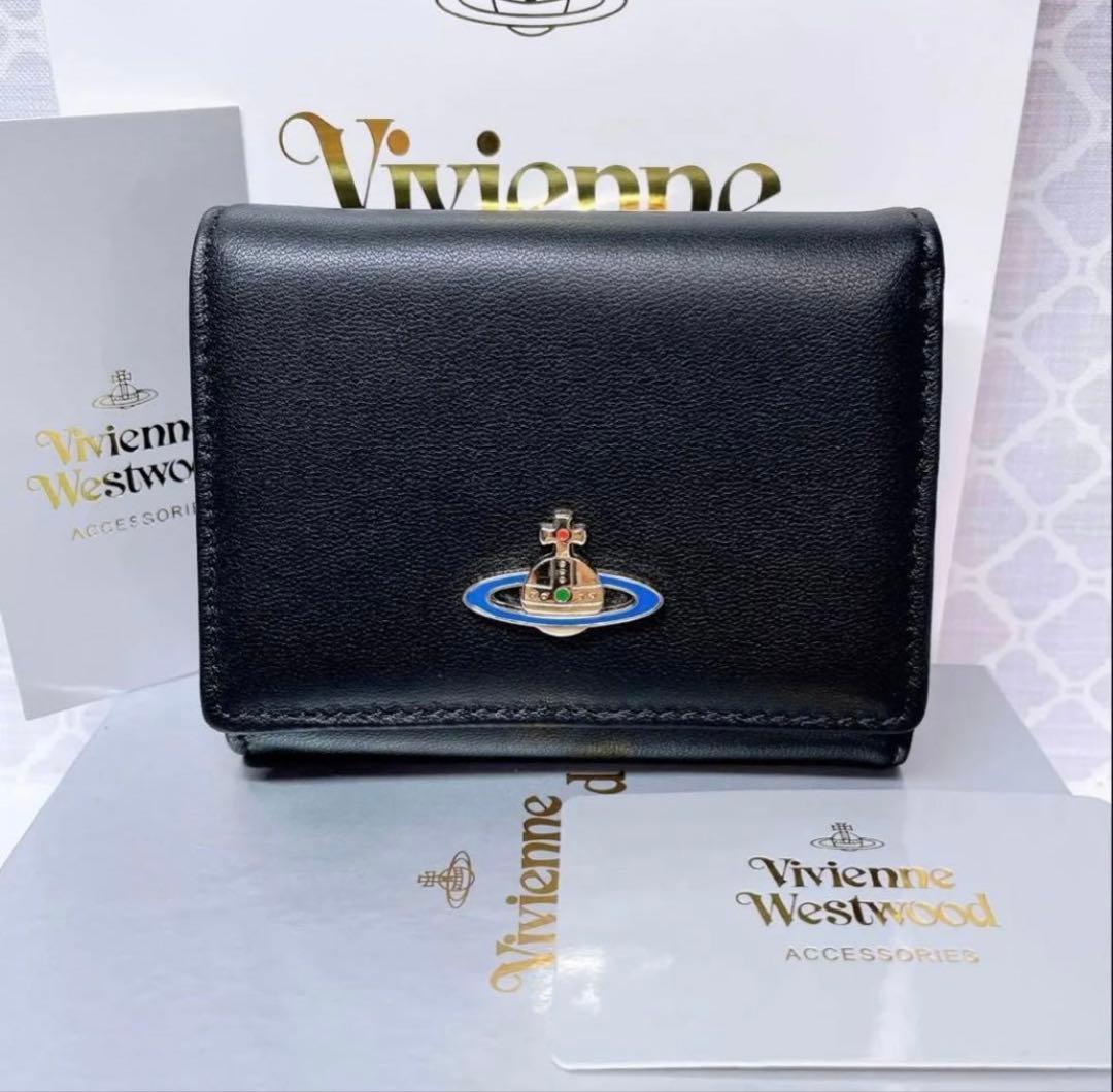 【ショッパー付】新品 ヴィヴィアン・ウエストウッド 三つ折り財布 ブラック