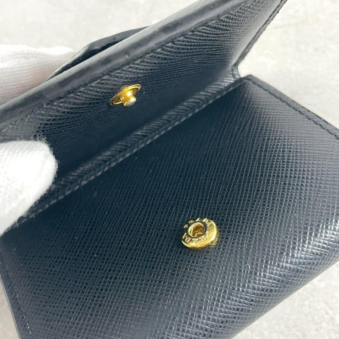 PRADA プラダ サフィアーノ メタル 三つ折り財布 コンパクトウォレット 黒