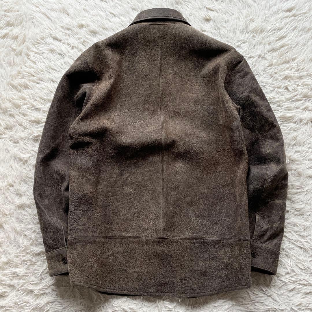 希少 Lサイズ ヨウジヤマモト ヌバック ラムレザー ジャケット クラック加工