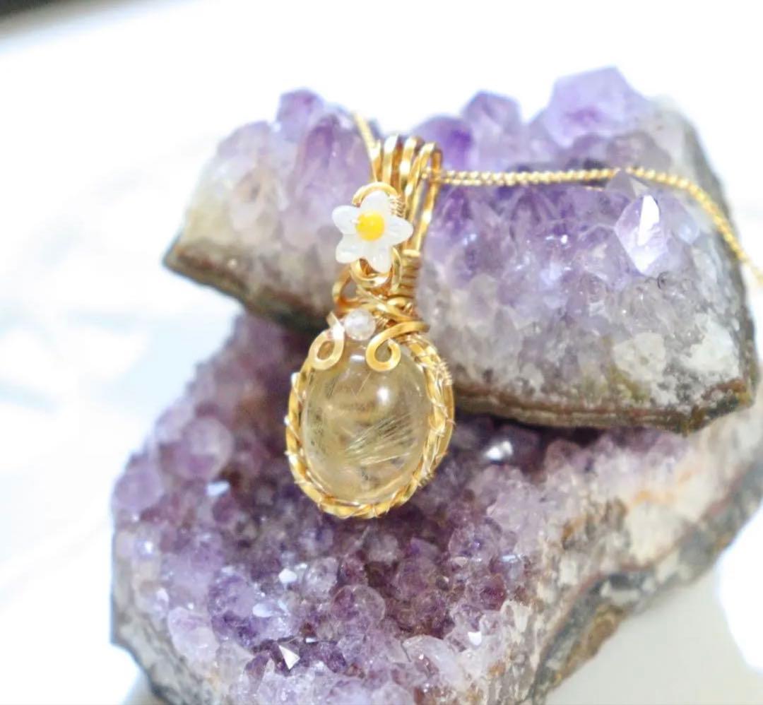 まこページ︎︎⟡アイリスクォーツ/ワイヤージュエリーネックレス︎︎⟡オーダー￼