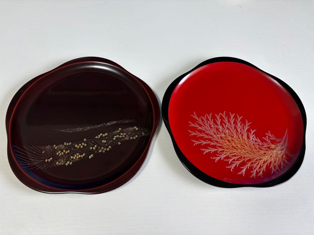 松井義明 輪島漆器 沈金 盆 2枚セット