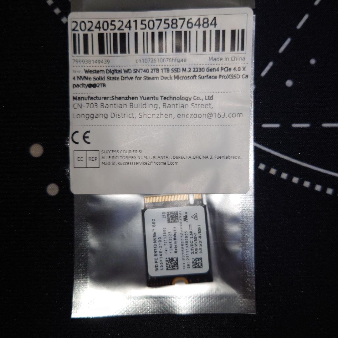 【新品】WD SN740 2TB NVMe SSD 2230