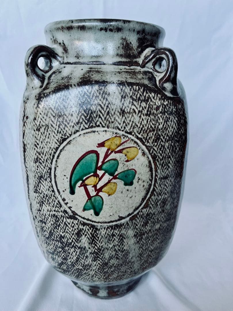 【未使用】島岡達三 益子焼 大型作品 象嵌赤絵壺