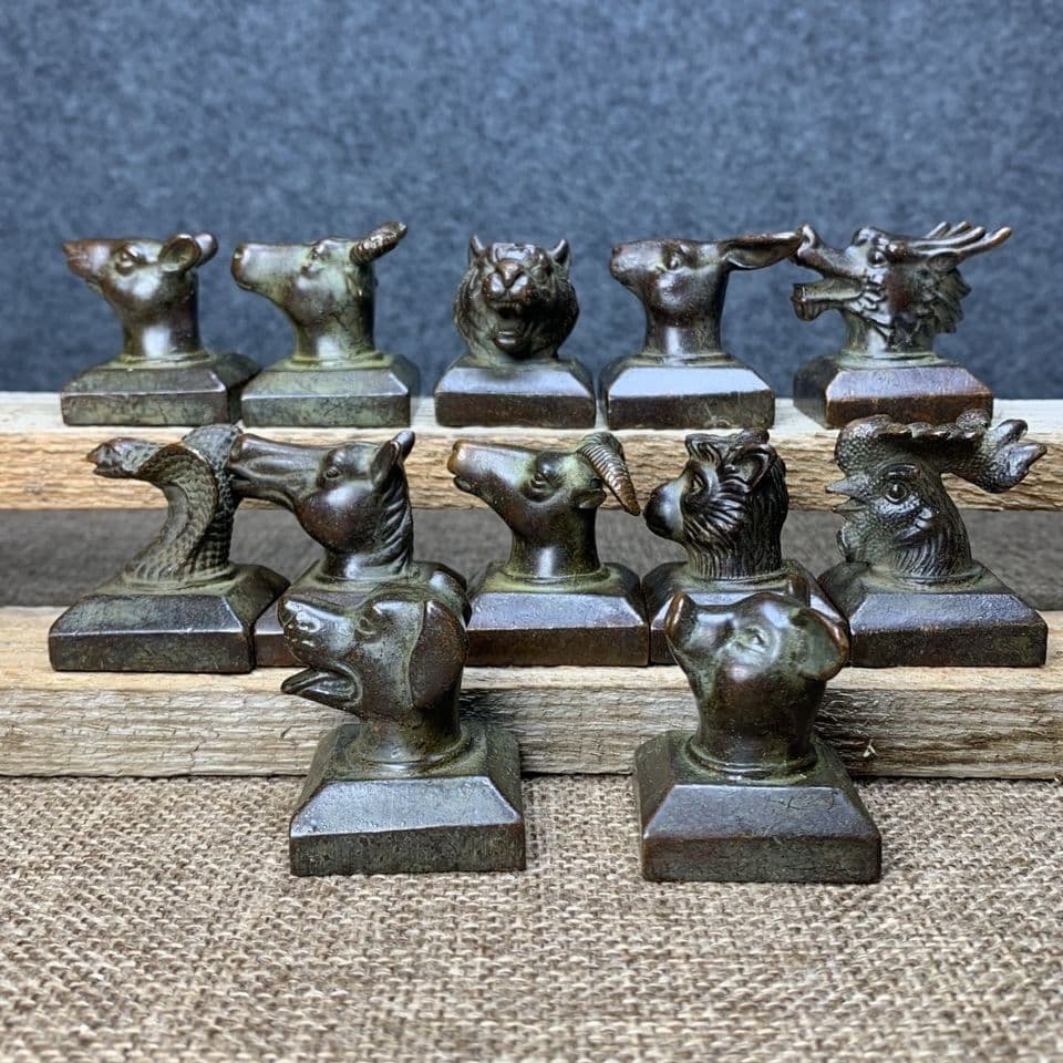 銅器 十二支方印 書道具 文房具 工芸品 美術品 置物