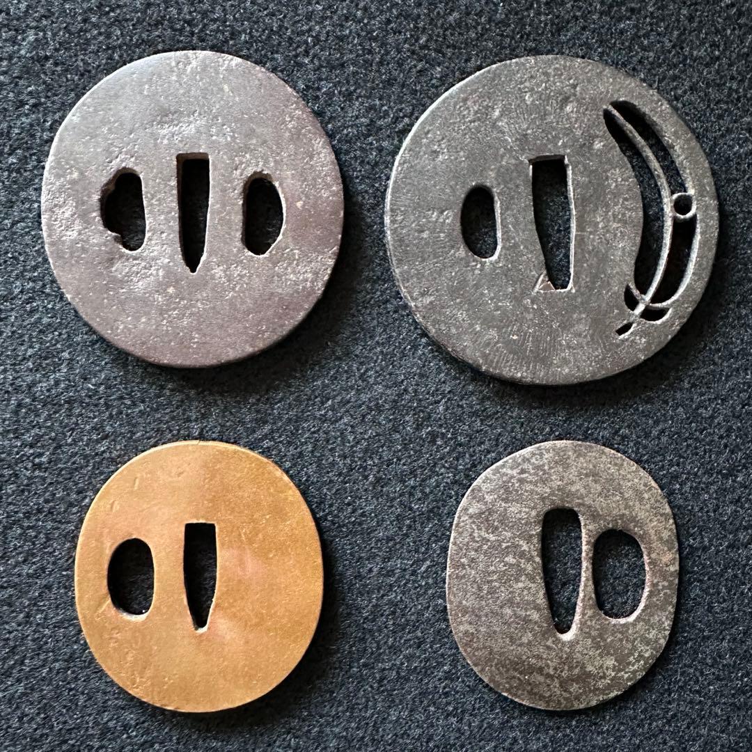 時代武具　鍔 鉄地銅地鍔四点セット　江戸時代　鐔