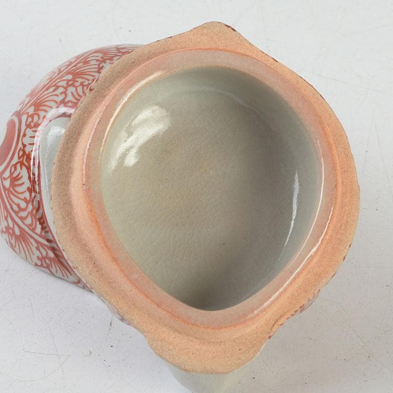 茶道具　萬古焼　加賀瑞山造　赤絵卯香合　共箱　V　9753