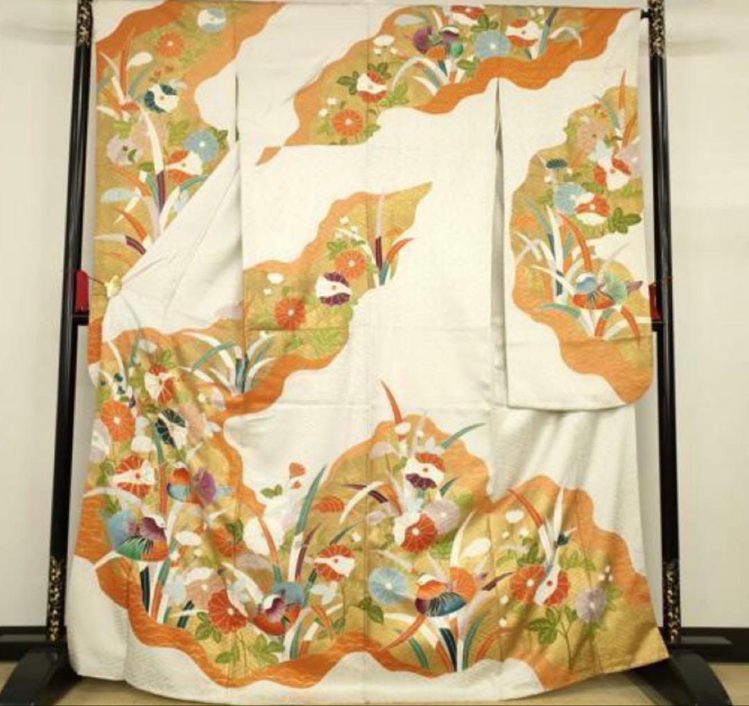 振袖フルセット6点M〜Ｌサイズ　正絹　鴛鴦花文　売り切り終了