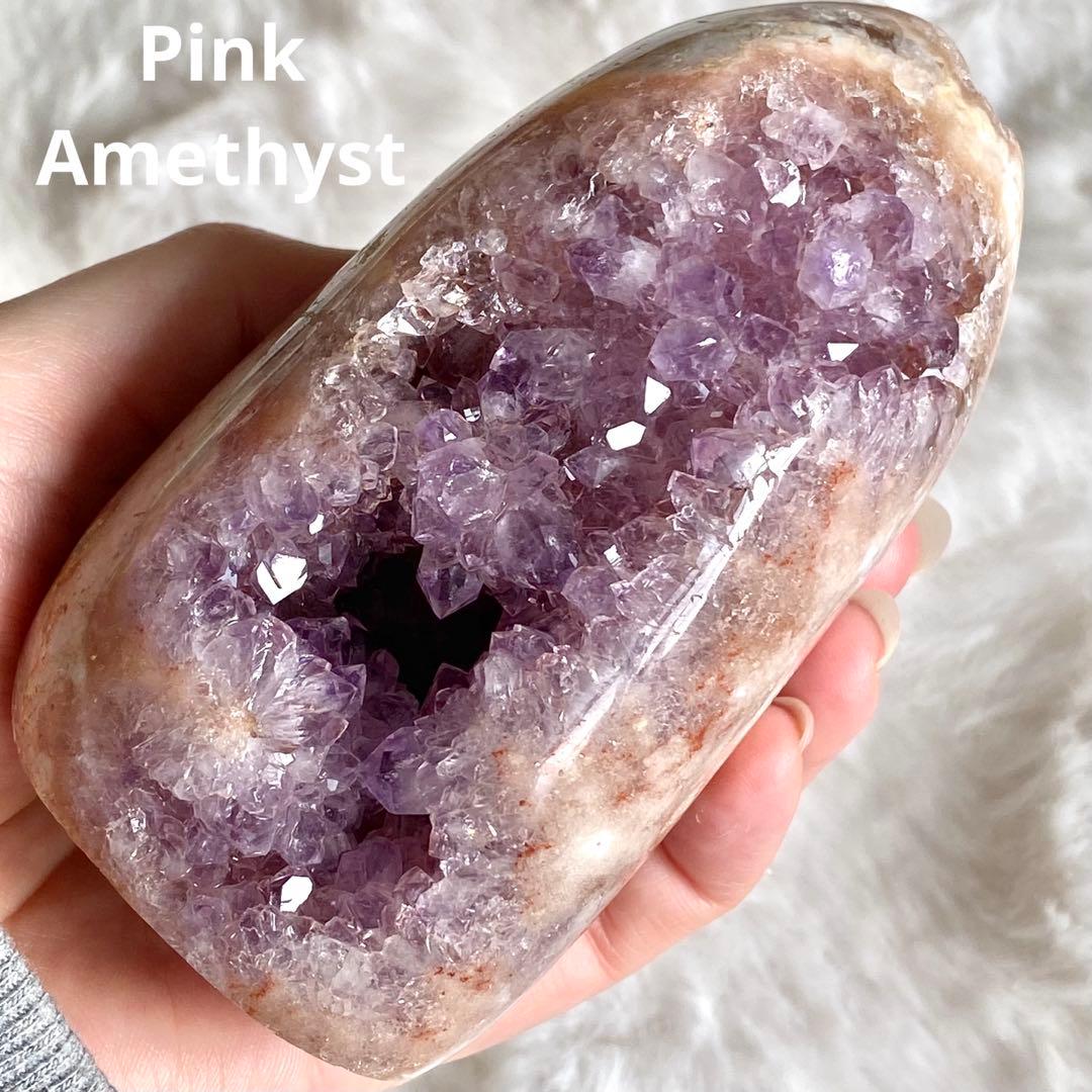 【 天然石 ピンクアメジスト アメジスト ドゥルージー ドーム 紫水晶 】