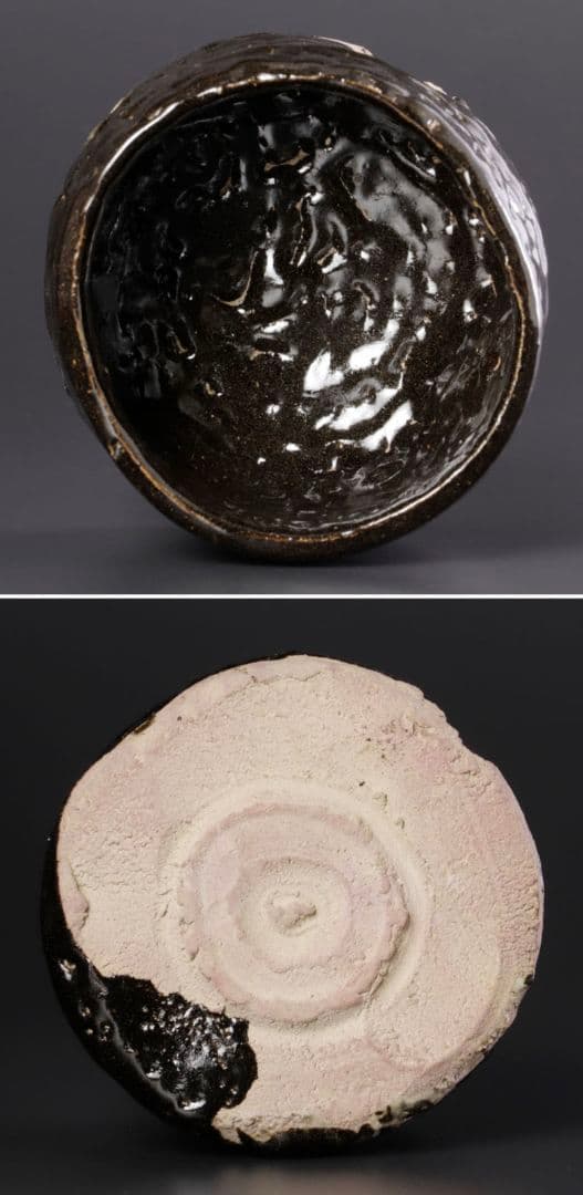 【上作　真作品】志ら玉 笑庵窯 柴山利彌 瀬戸黒茶碗 茶道具　しぶや黒田陶苑