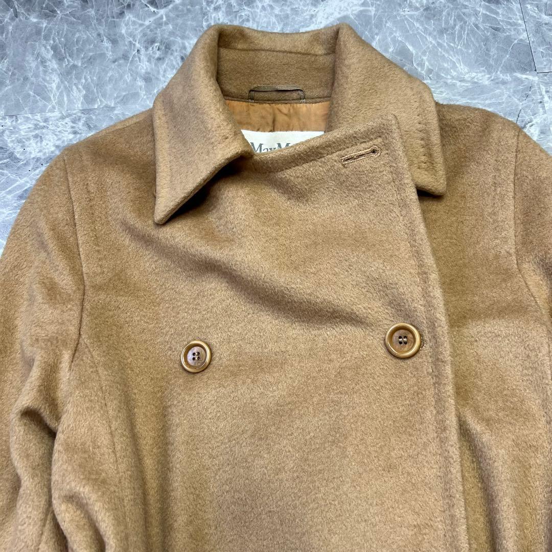 キャメル100♡マックスマーラ　白タグ　ベルテッドコート　女優襟　ロングコート