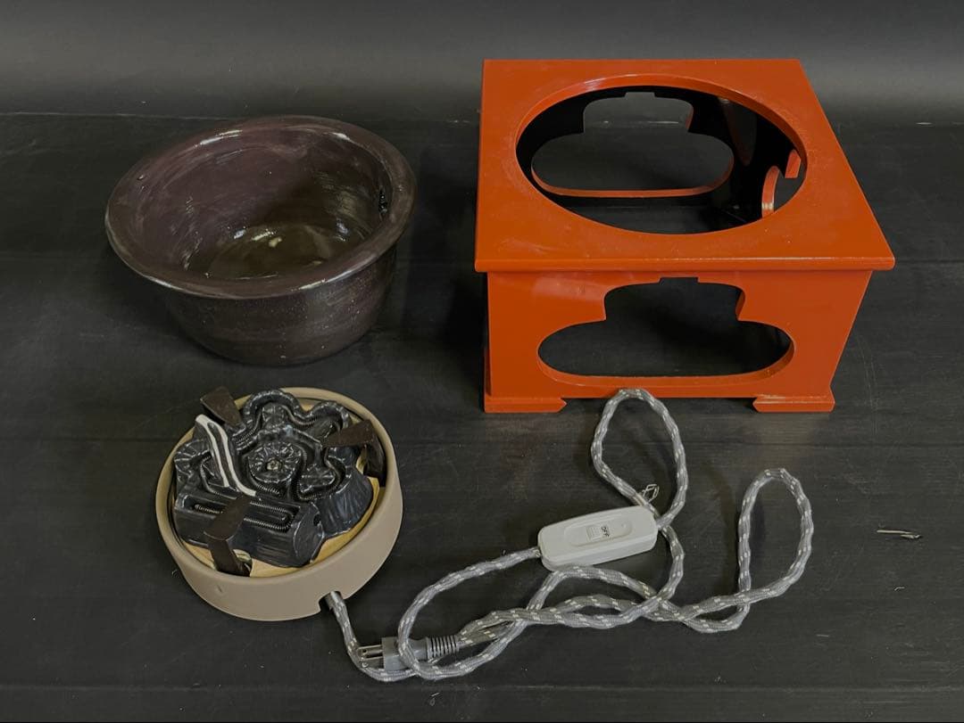 「母」 朱漆 置炉 野々田 電熱器 表千家 100V400W 茶道具 (Ｂ)