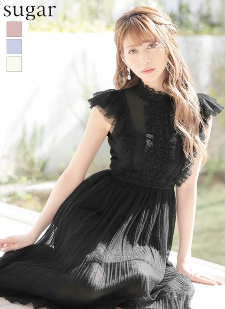 robe de fleurs ロングドレス　M ブラック　シュガー