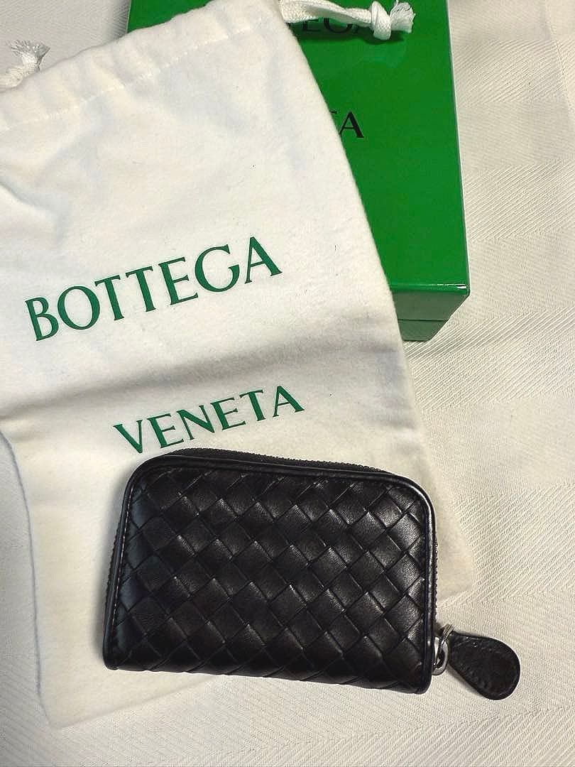【美品】ボッテガヴェネタ イントレチャートケース/ラム/ゴールド/黒