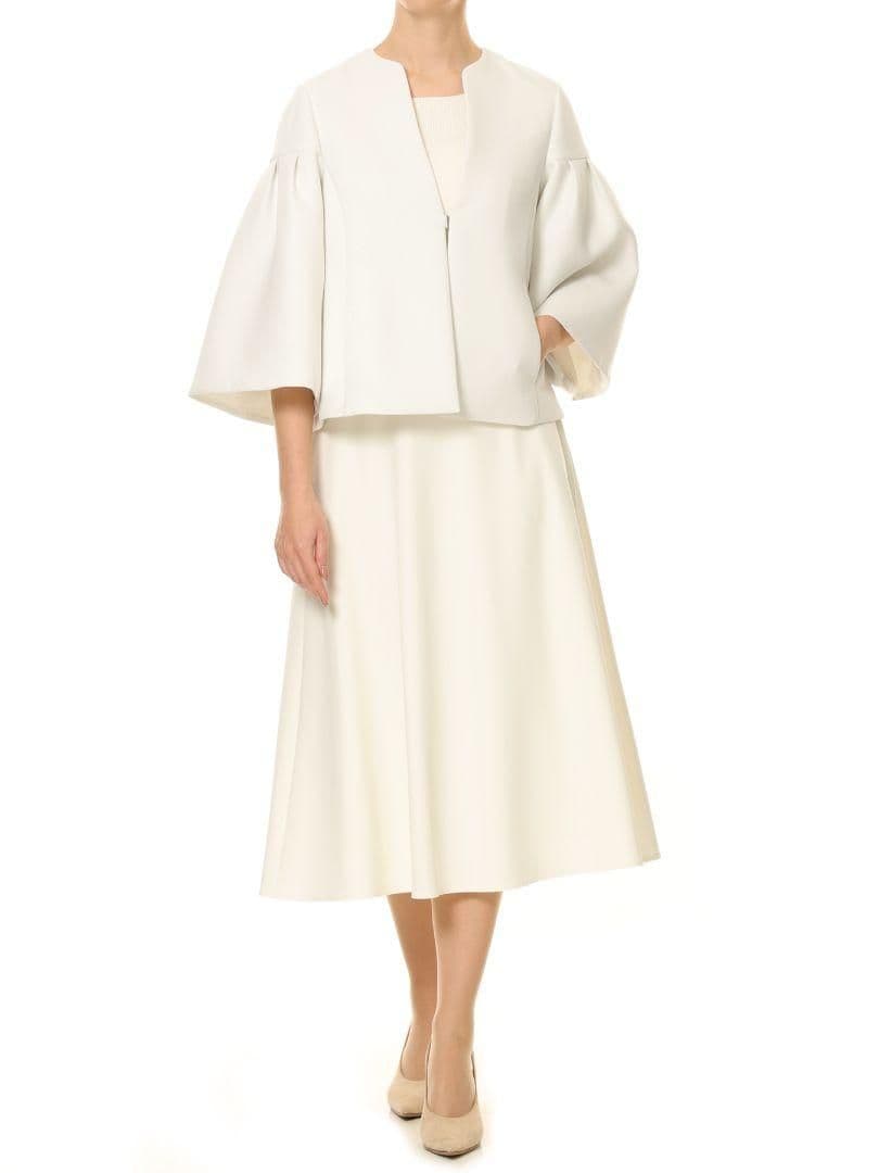 新品 エムプルミエ ニットジョーゼットウエストゴムミディスカート