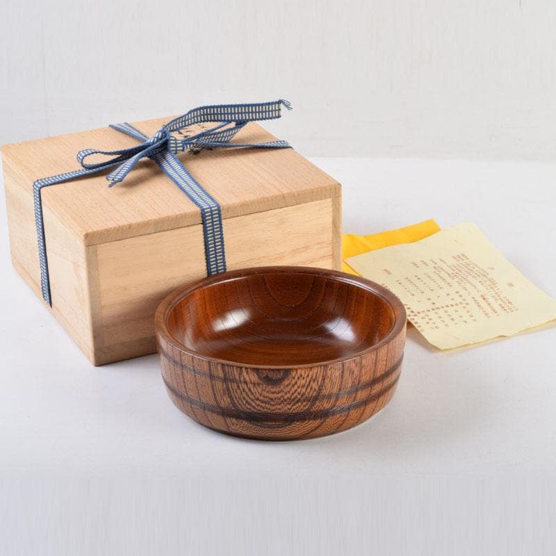 茶道具　山中漆器　挽物師　平田秋平作　欅変り筋　菓子鉢　共布共箱　V　9020