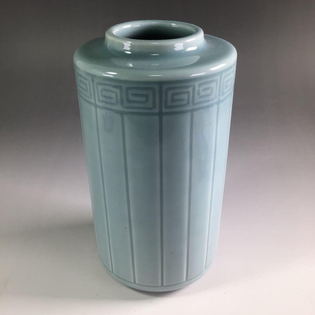 Ｒ３８１　皆具　『加藤鍇次郎造』『青磁皆具』　共箱　茶道具