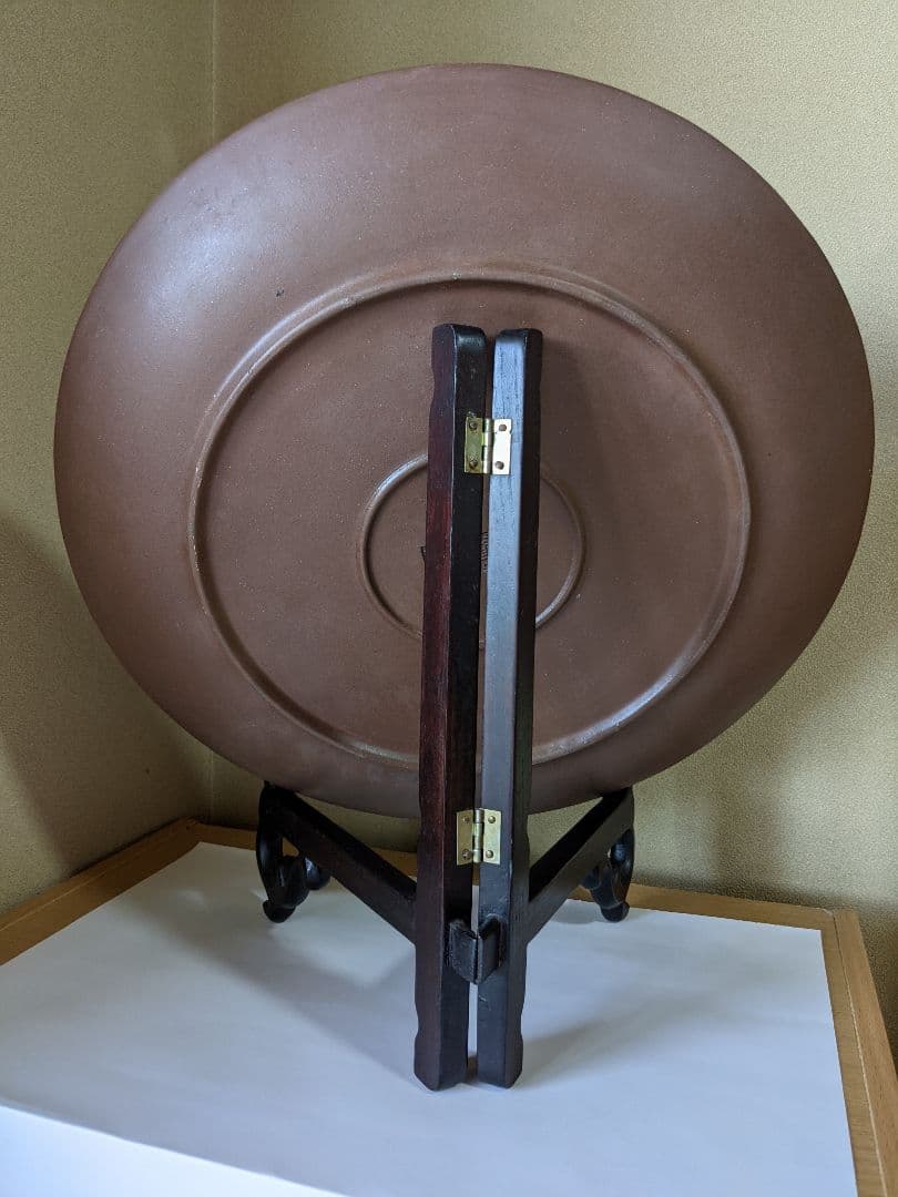 ♦中国美術品 レア物 類品少数 中国 宜興窯 紫砂 劃花画花 飾り皿 骨董品