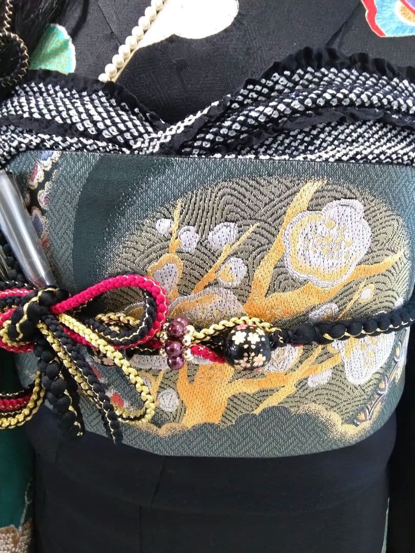 振袖フルセット、正絹絞り、落款、成人式、重ね襟、帯揚げ帯締め、西陣袋帯、襦袢