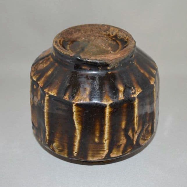 李朝飴釉面取壺　飴釉壷　鉄釉　古陶磁器　李氏朝鮮　民芸　水指　函付き