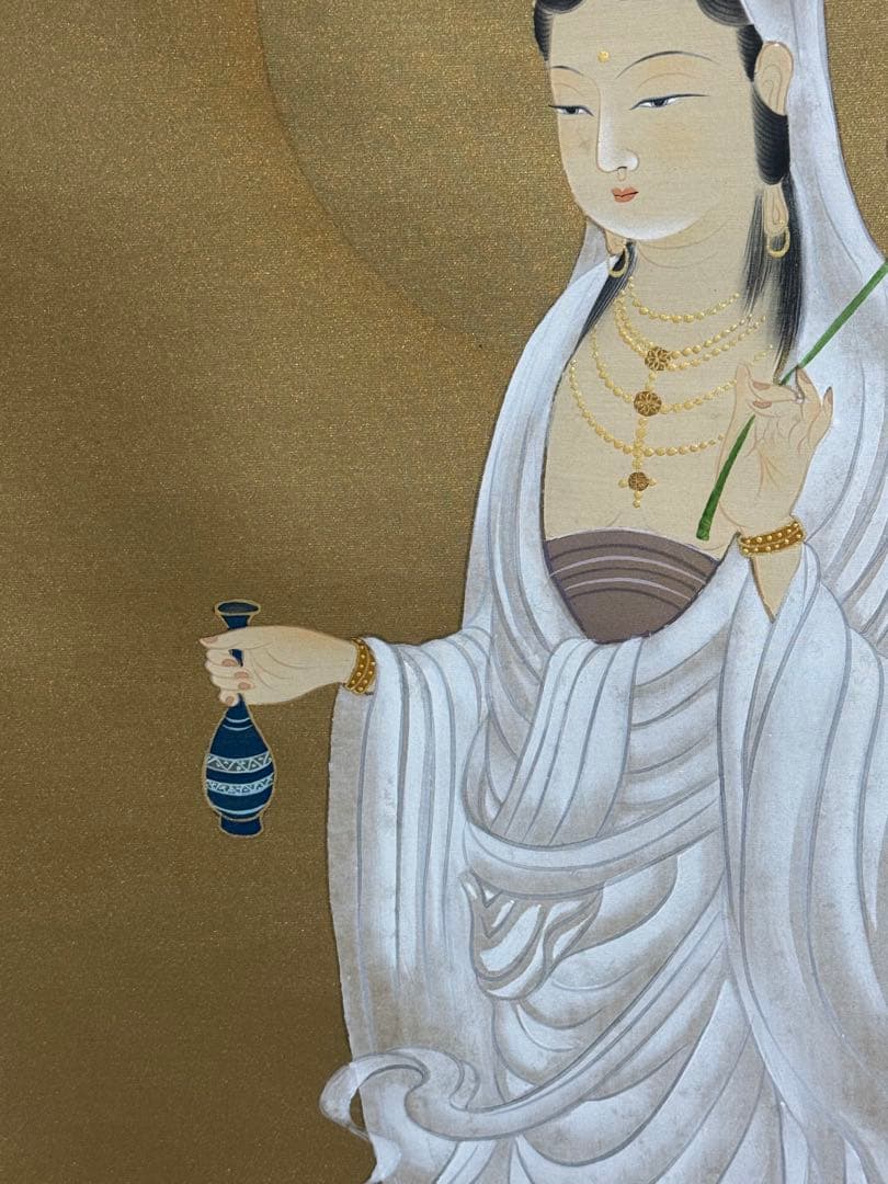 白衣観音　幸雪筆　絹本　仏教美術　共箱　送料込み251023