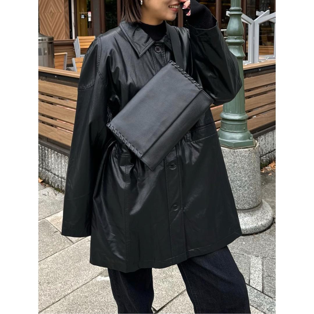 美品 ear PAPILLONNER 柄ワイドテープショルダーバッグ ブラック