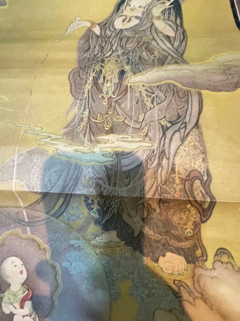 昭和初期【狩野芳崖 悲母観音】稀少國寳アンティーク日本掛け軸 骨董 中国 美術品