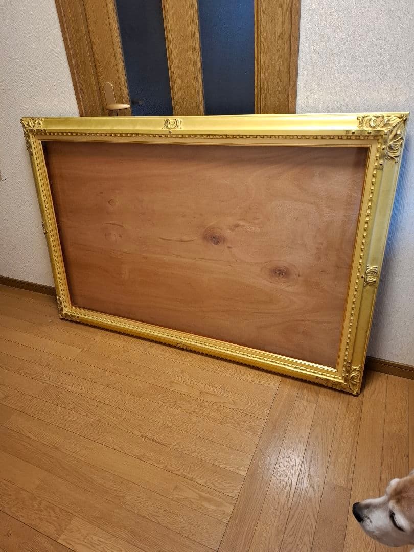 ゴールド木製油彩額大きめアンティーク調外148×98×7内138×87×2箱あり