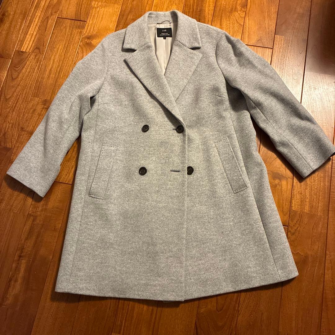 ⭐︎超美品☆23区L アンゴラビーバーチェスターコート 【44】・ライトグレー