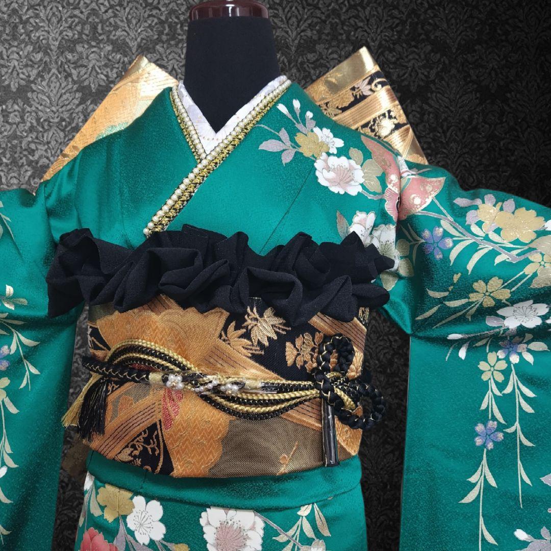 振袖フルセット(7点)・古典柄・やまと誂製・金彩加工・胴裏正絹・正絹