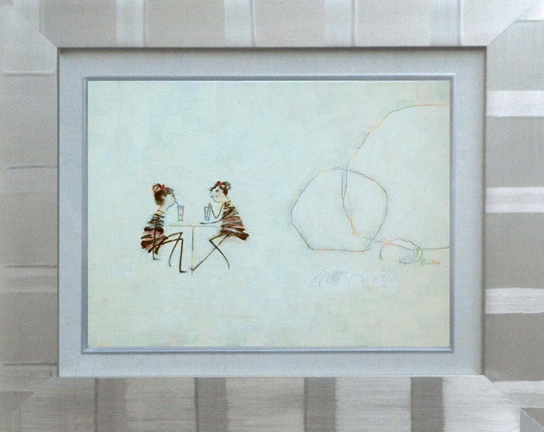 油絵 菅家令子 絵 絵画 インテリア 額付(黒) F4-081714可愛い女の子