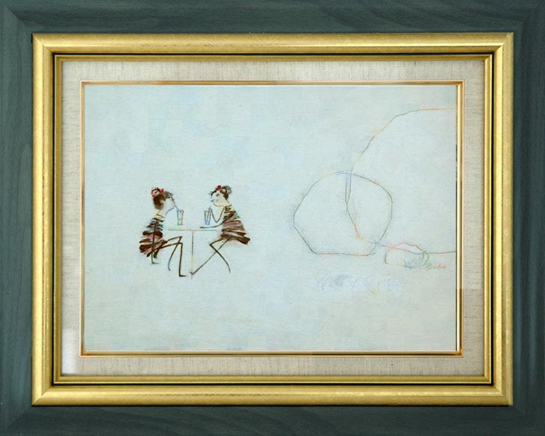 油絵 菅家令子 絵 絵画 インテリア 額付(黒) F4-081714可愛い女の子