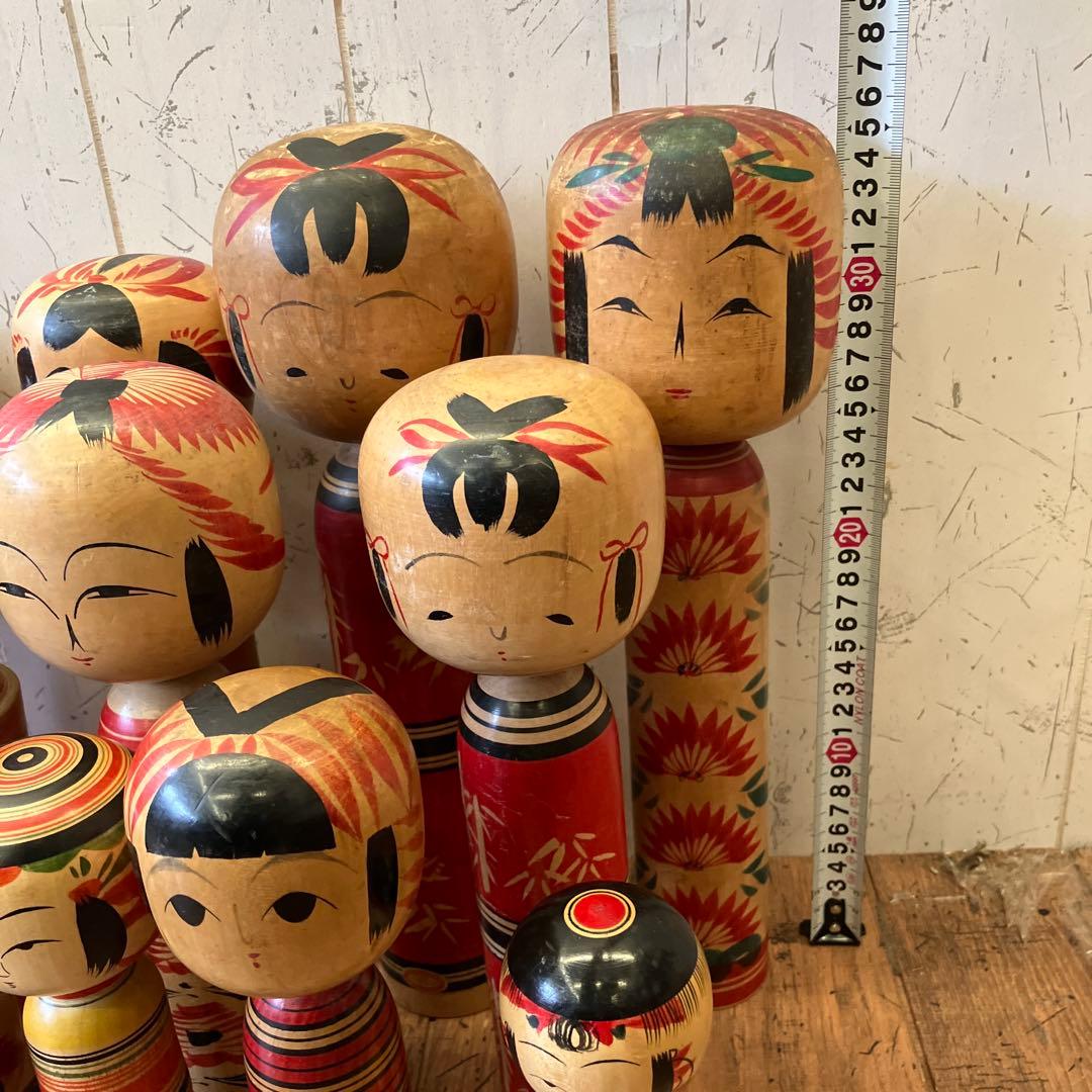 昭和レトロ 木製 こけし 小芥子 16体セット まとめ売り 日本人形 民芸品