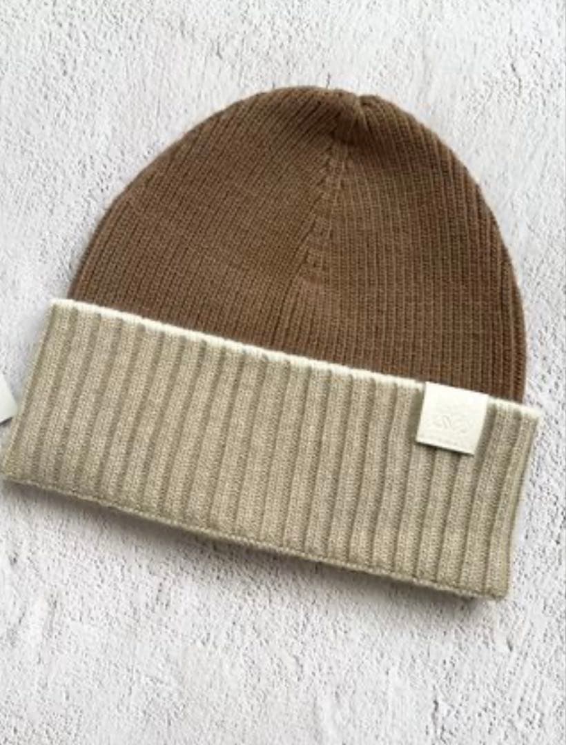 【正規品】LOEWE アナグラム ロゴ レザー ビーニー ニット帽