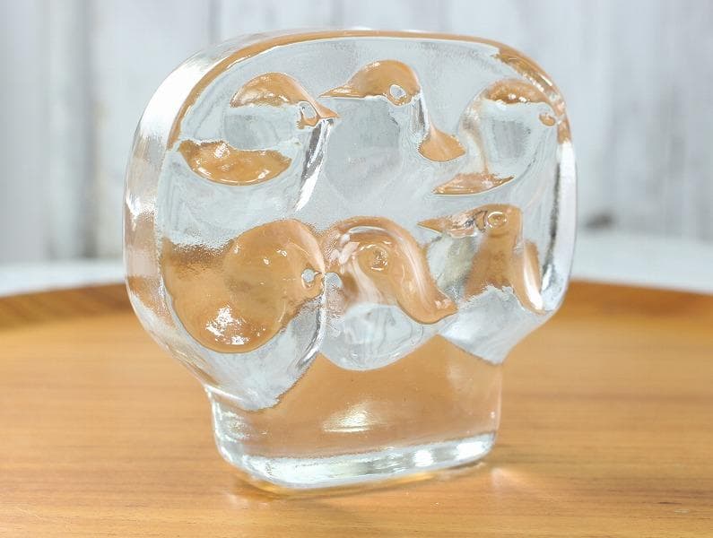 2個セット イッタラ ヨルマ・ヴェンノラ クマと鳥のガラスのオブジェ