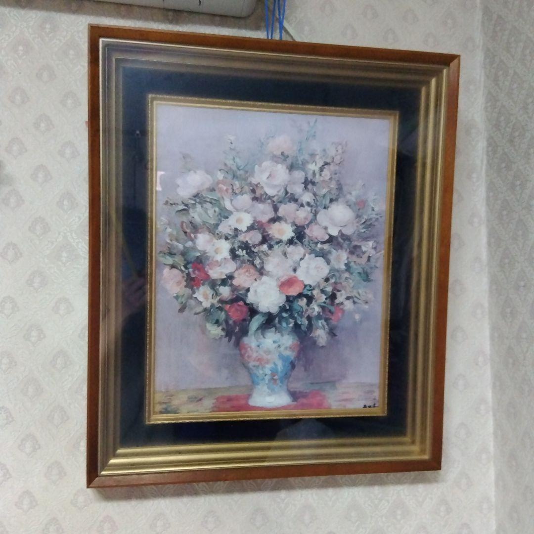 油絵　花　額装