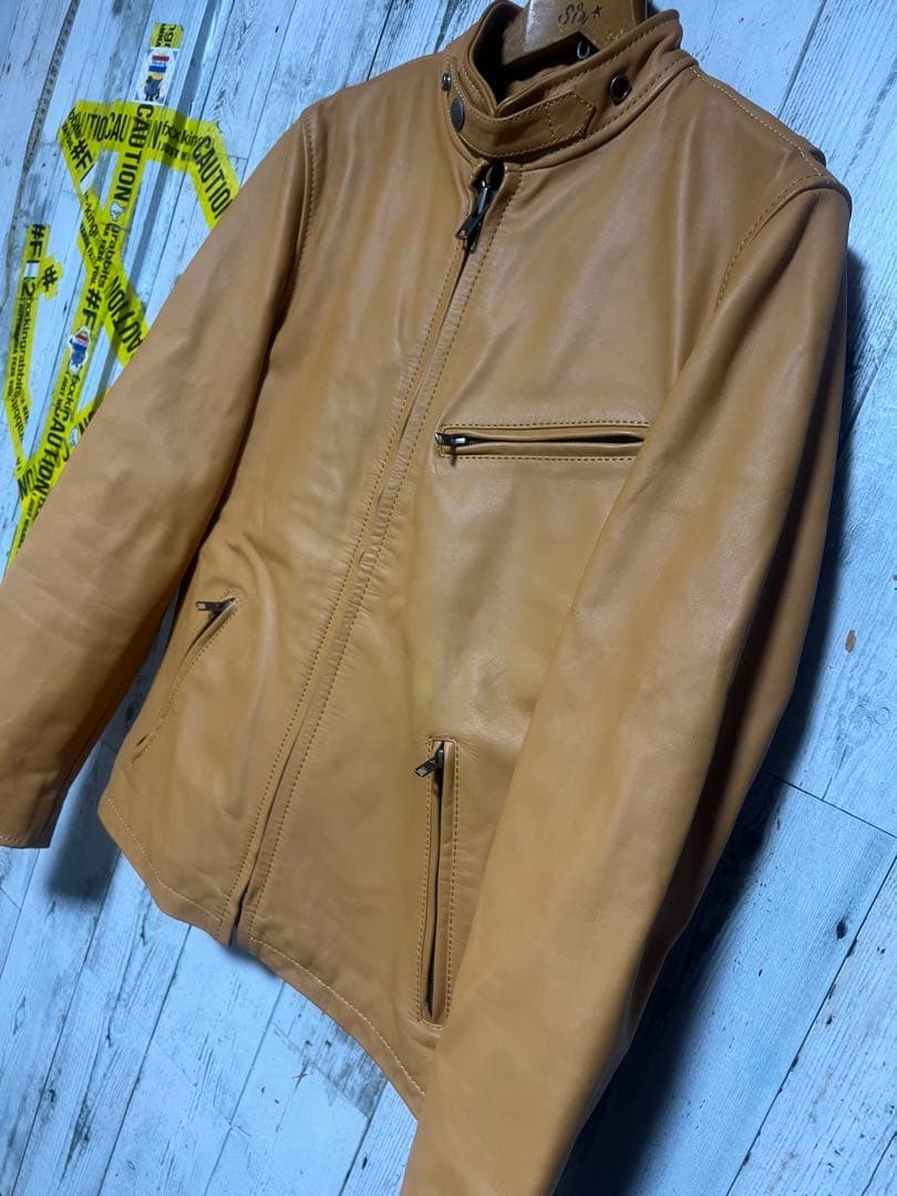 Liugoo Leathers シングルライダース 本革レザー 牛革 ブラウン