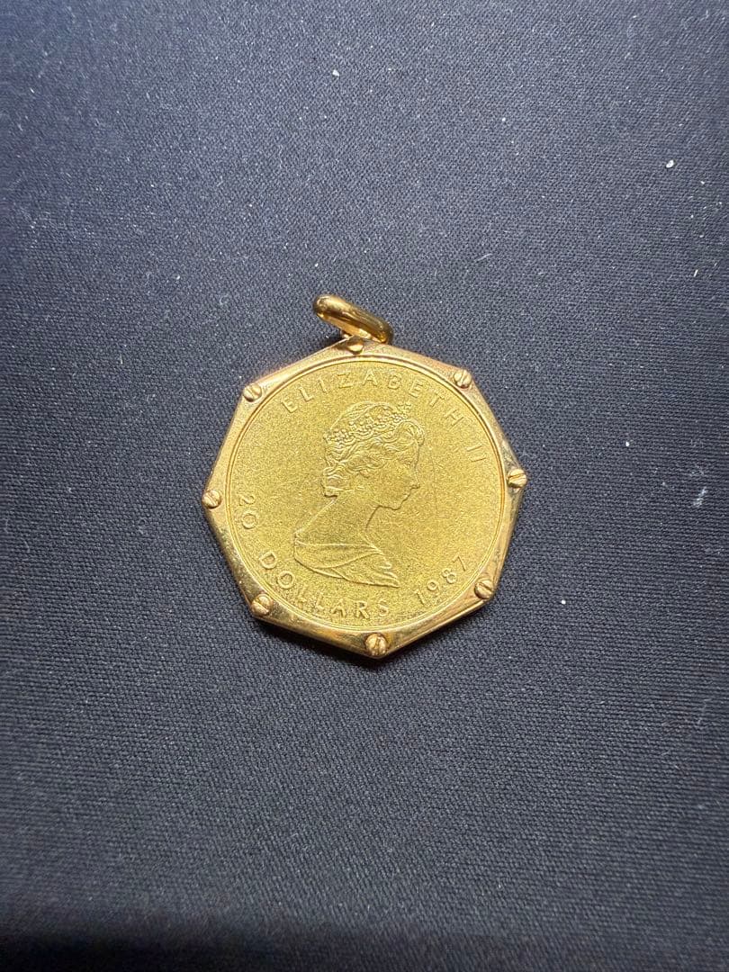 メイプルリーフ金貨　1/2oz 1987 枠付きペンダント