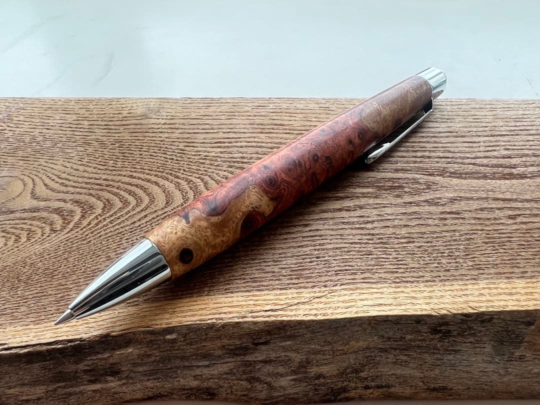 【新品・未使用・極上杢】特上 本カリン瘤紅白　クラフトエー　ボールペン