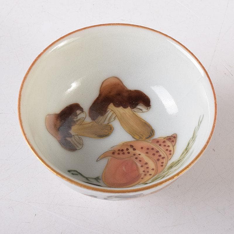 九谷焼　古九谷　色絵金彩　浮世絵　艶絵　春画盃　時代箱　C　7607