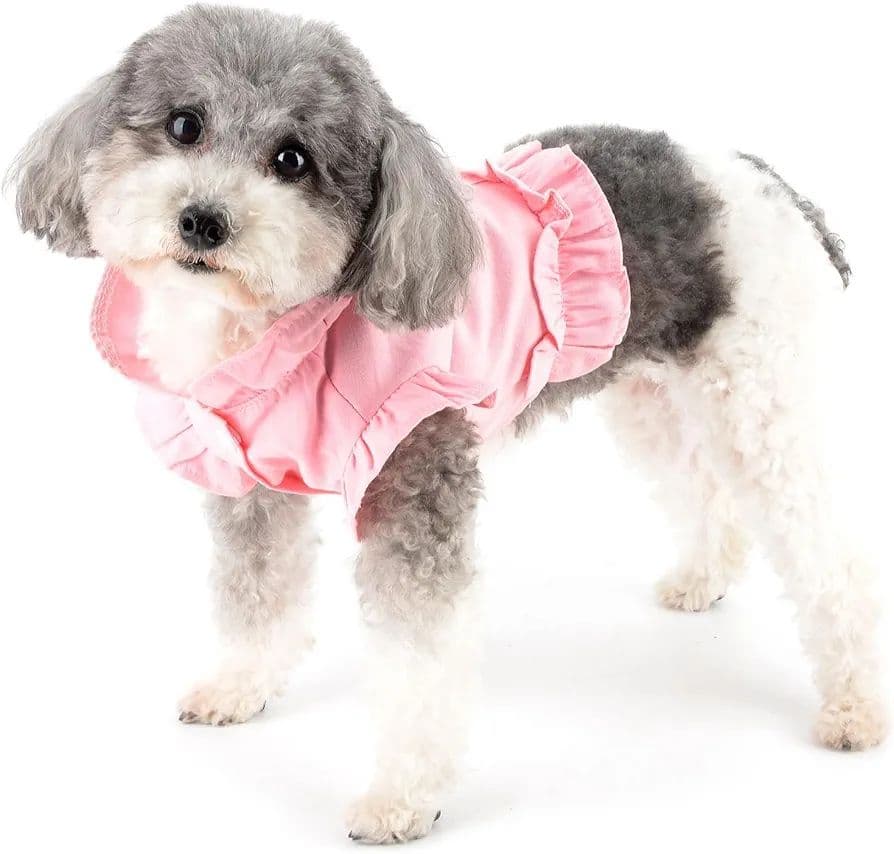 犬服 犬用 デニム ハーネス ワンピース 夏 小型犬 散歩用 ピンク XXL