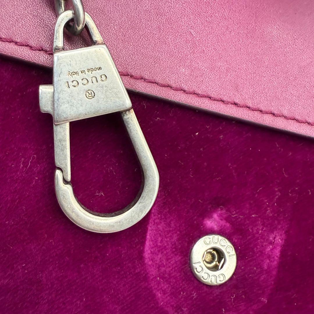 極美品　37　GUCCI　グッチ　デュオニソス　ベロア　チェーン　ミニ　パープル