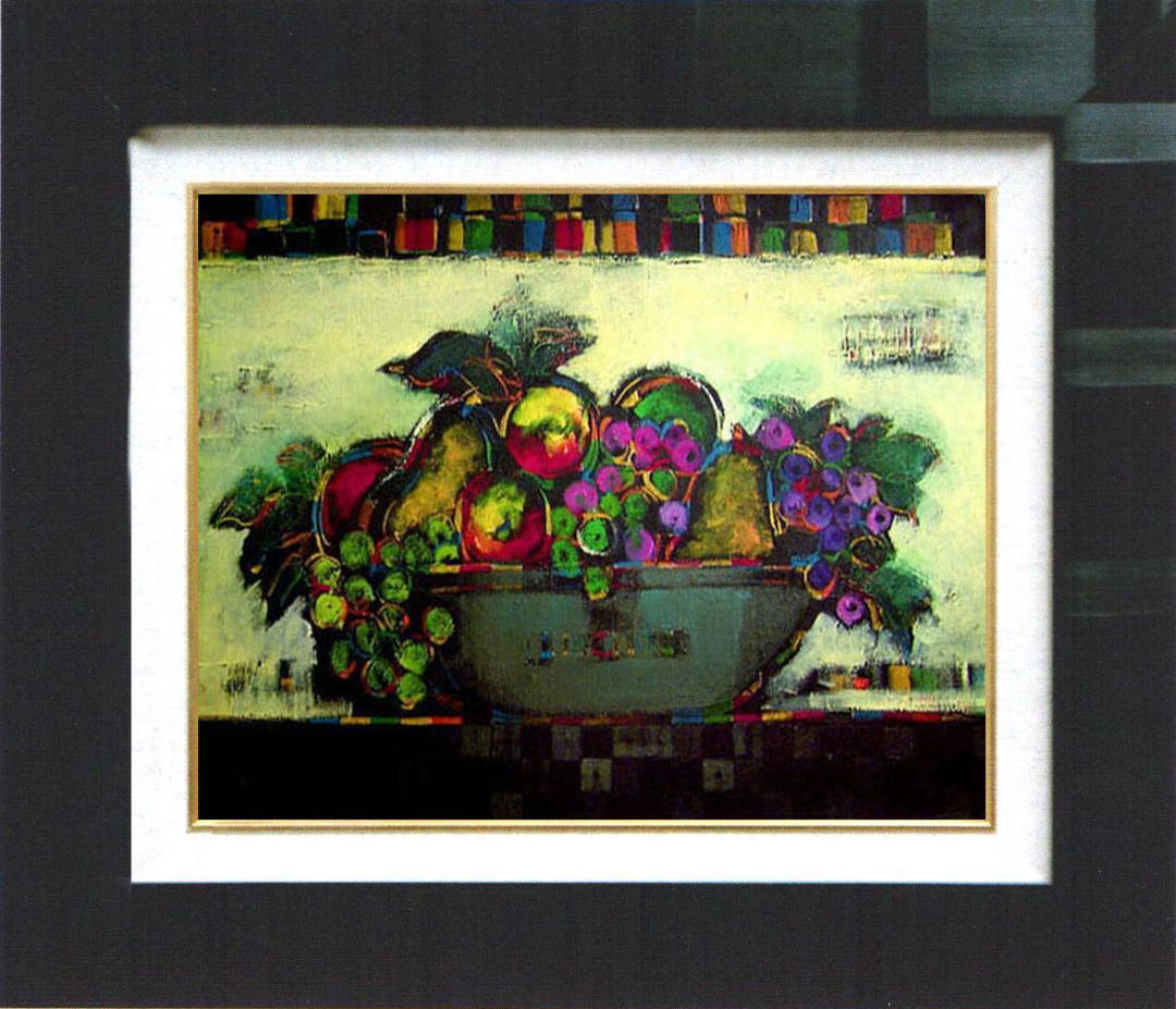 油絵 絵 絵画 インテリア 額付(黒) uF6-060904 静物 果物