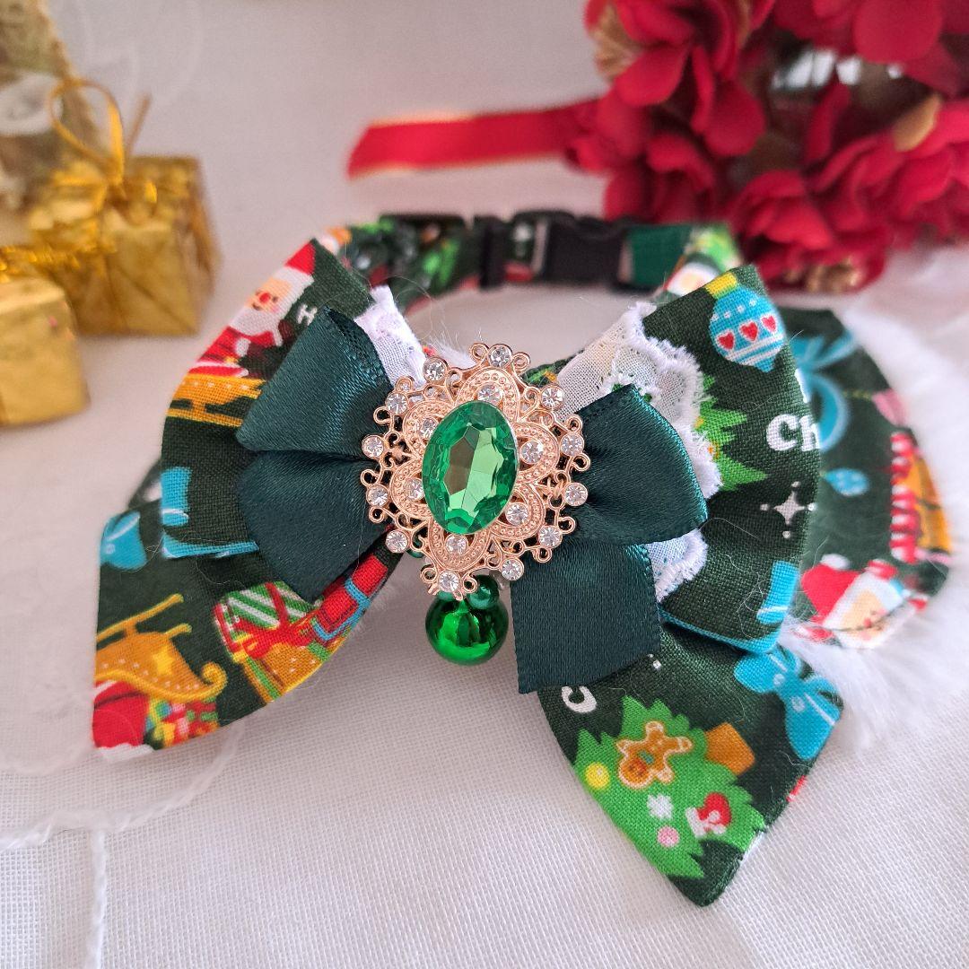 クリスマスシリーズ(リボン)わんちゃん猫ちゃん用襟つき首輪