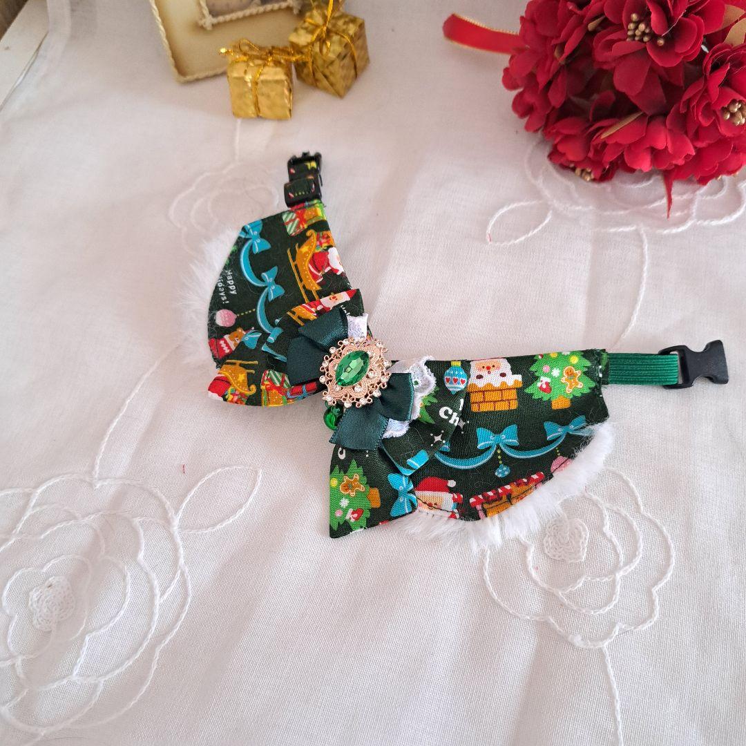 クリスマスシリーズ(リボン)わんちゃん猫ちゃん用襟つき首輪