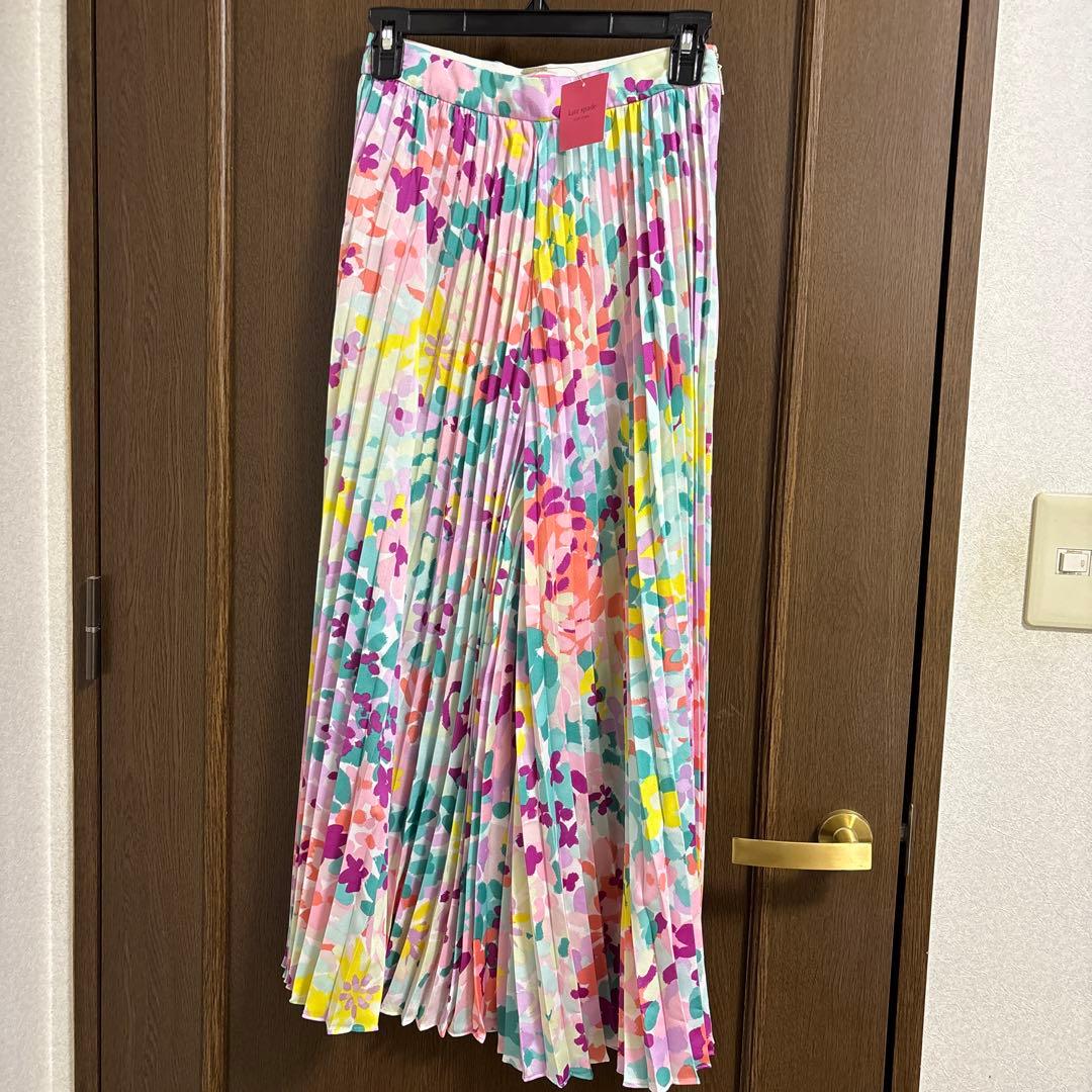 kate spade カラフル プリーツ ロングガウチョパンツ