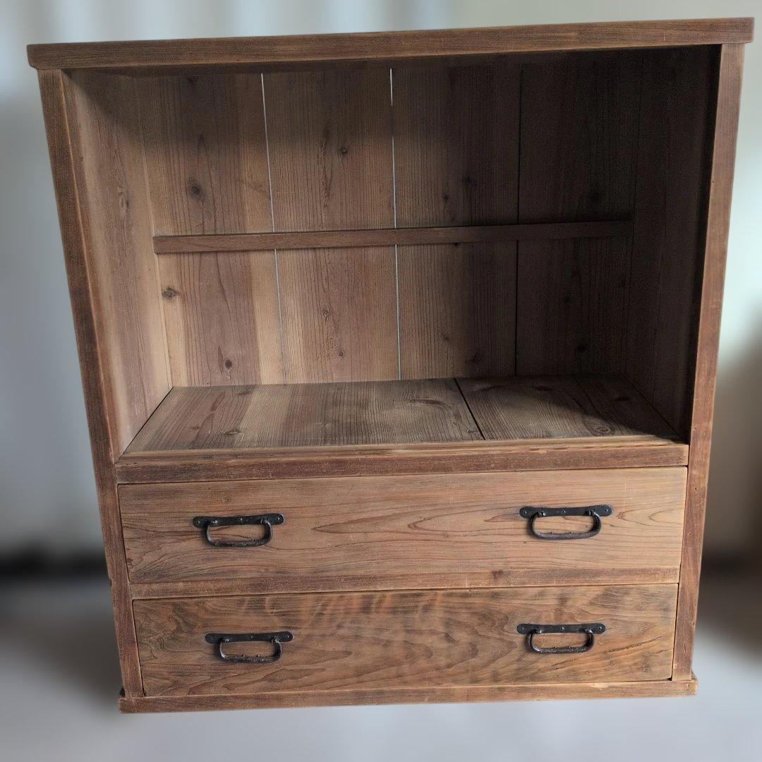 アンティーク　ブロカントオープンシェルフ 2段引き出し付き