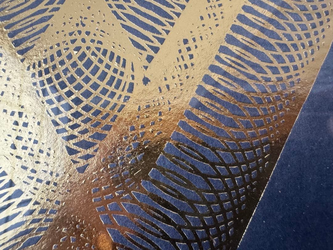 八田豊　版画　現代アート　箔押し　ゴールド　木製額縁　箱有り